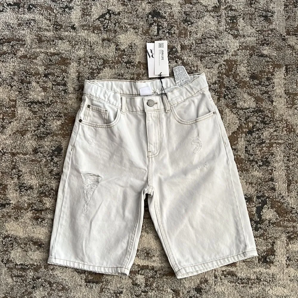 ZARA Kids | Ecru | RIPPED DENIM SHORTS